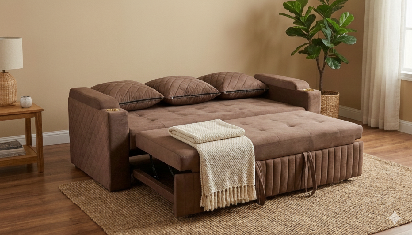 Premium 3 Seater Convertible Sofa with Full Flat Bed