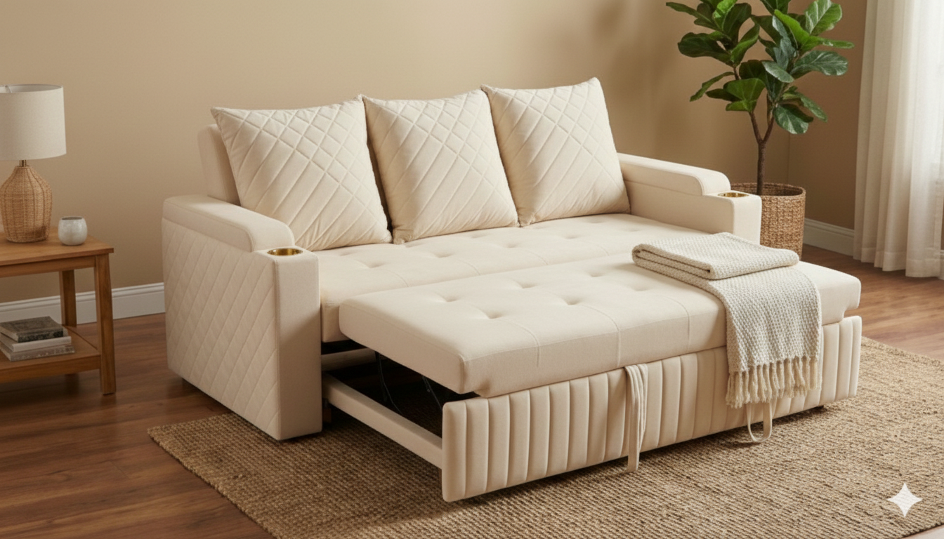 Premium 3 Seater Convertible Sofa with Full Flat Bed