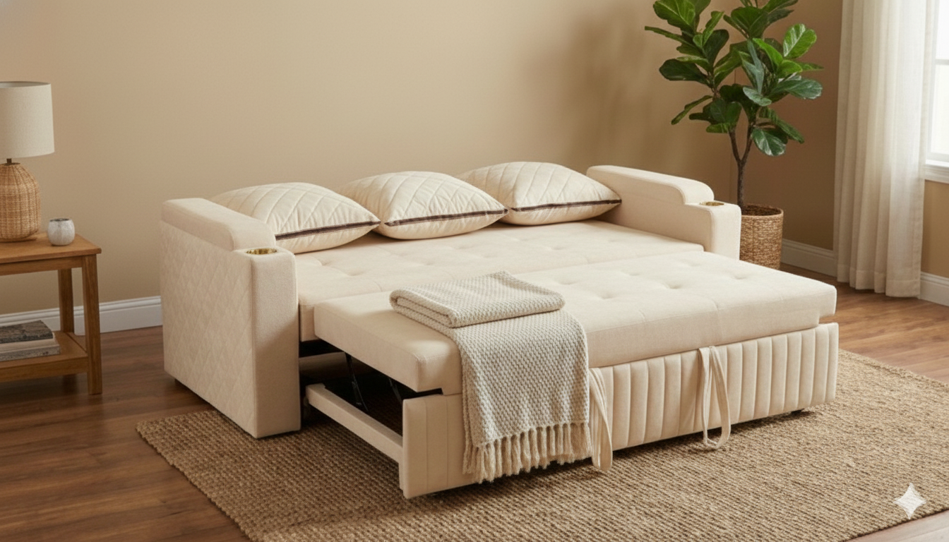 Premium 3 Seater Convertible Sofa with Full Flat Bed