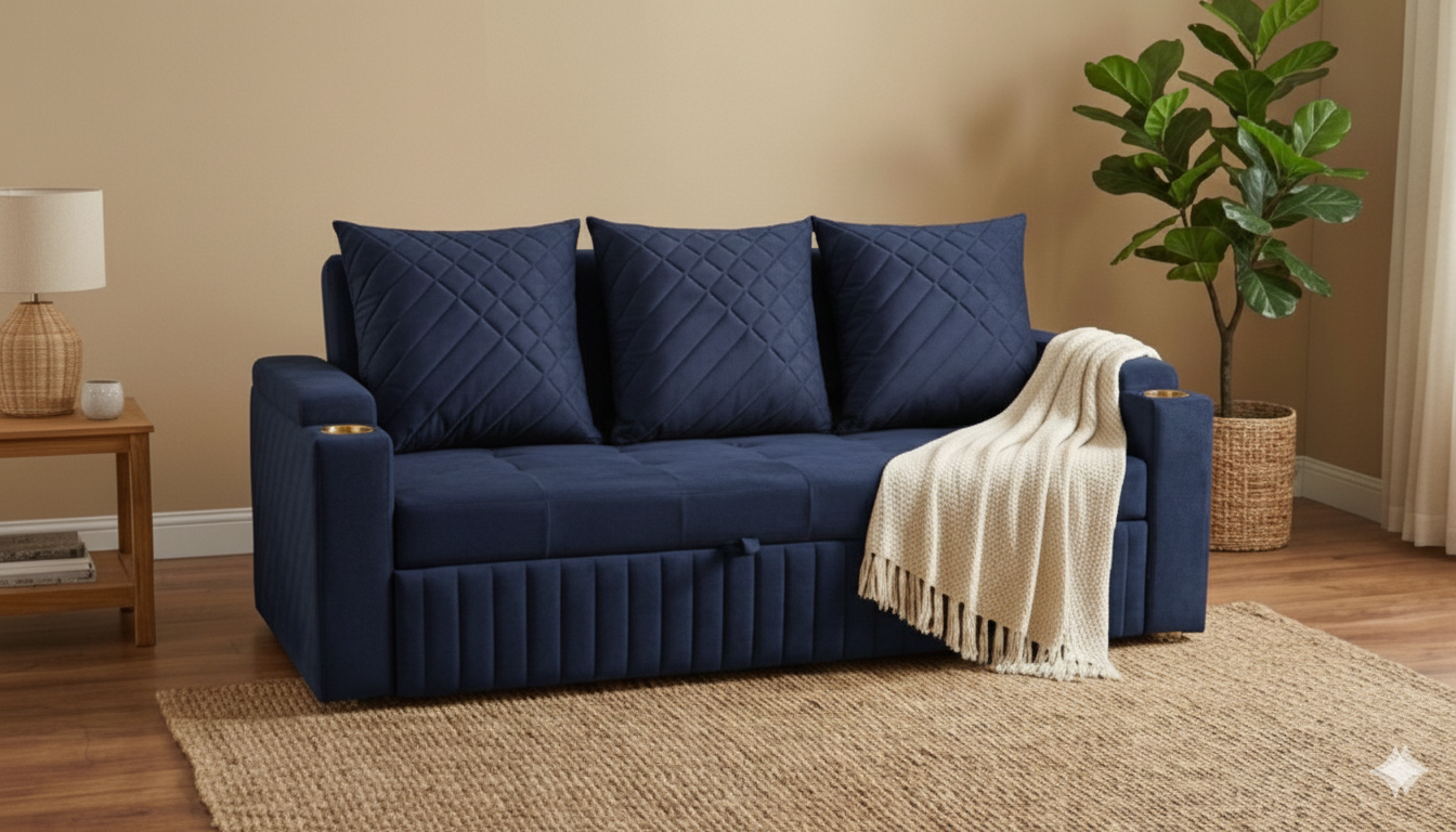 Premium 3 Seater Convertible Sofa with Full Flat Bed