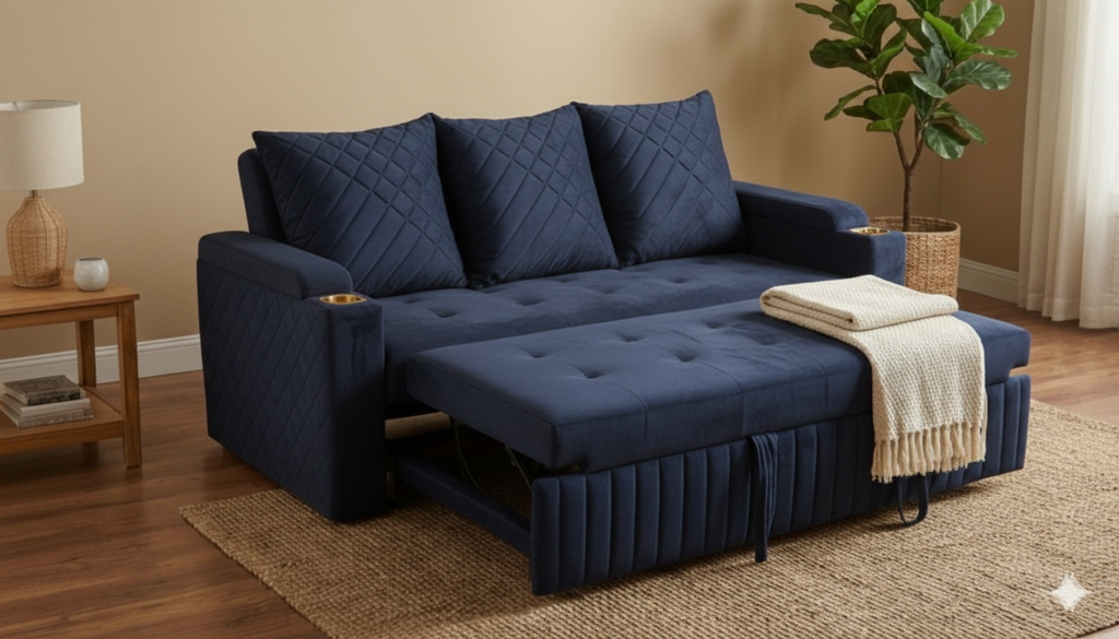 Premium 3 Seater Convertible Sofa with Full Flat Bed