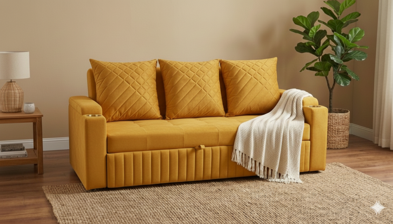 Premium 3 Seater Convertible Sofa with Full Flat Bed